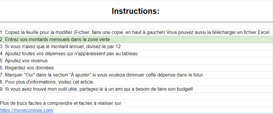 Tableau pour économiser de l'argent à télécharger gratuitement